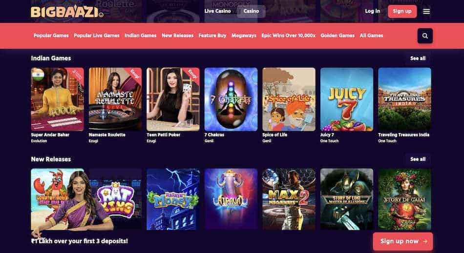 Big Baazi online casino official website