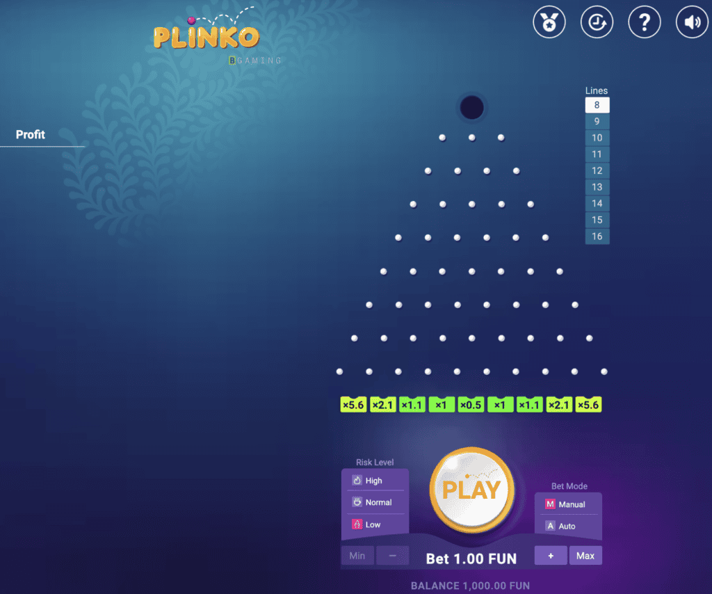 Plinko game at Big Boost